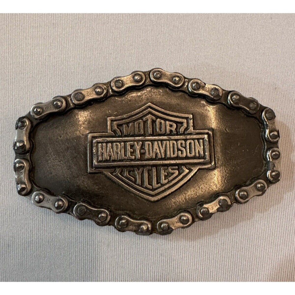 Vintage 1970’s Harley Davidson Motorcycle Chain Belt Buckle Metal - Picture 2 of 9